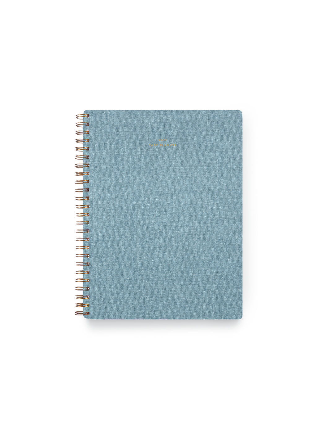 2027 Compact Task Planner in Chambray Blue bookcloth with brass wire-o binding front view || Chambray Blue