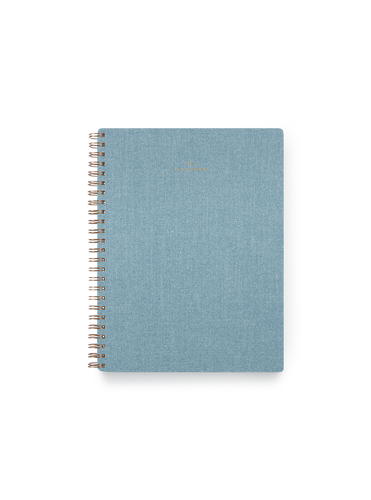 2027 Compact Task Planner in Chambray Blue bookcloth with brass wire-o binding front view || Chambray Blue