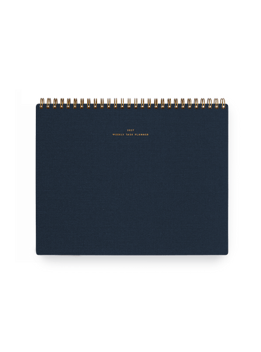 Appointed 26-27 top-bound Weekly Task Planner with brass wire-o binding and gold foil details || Oxford Blue