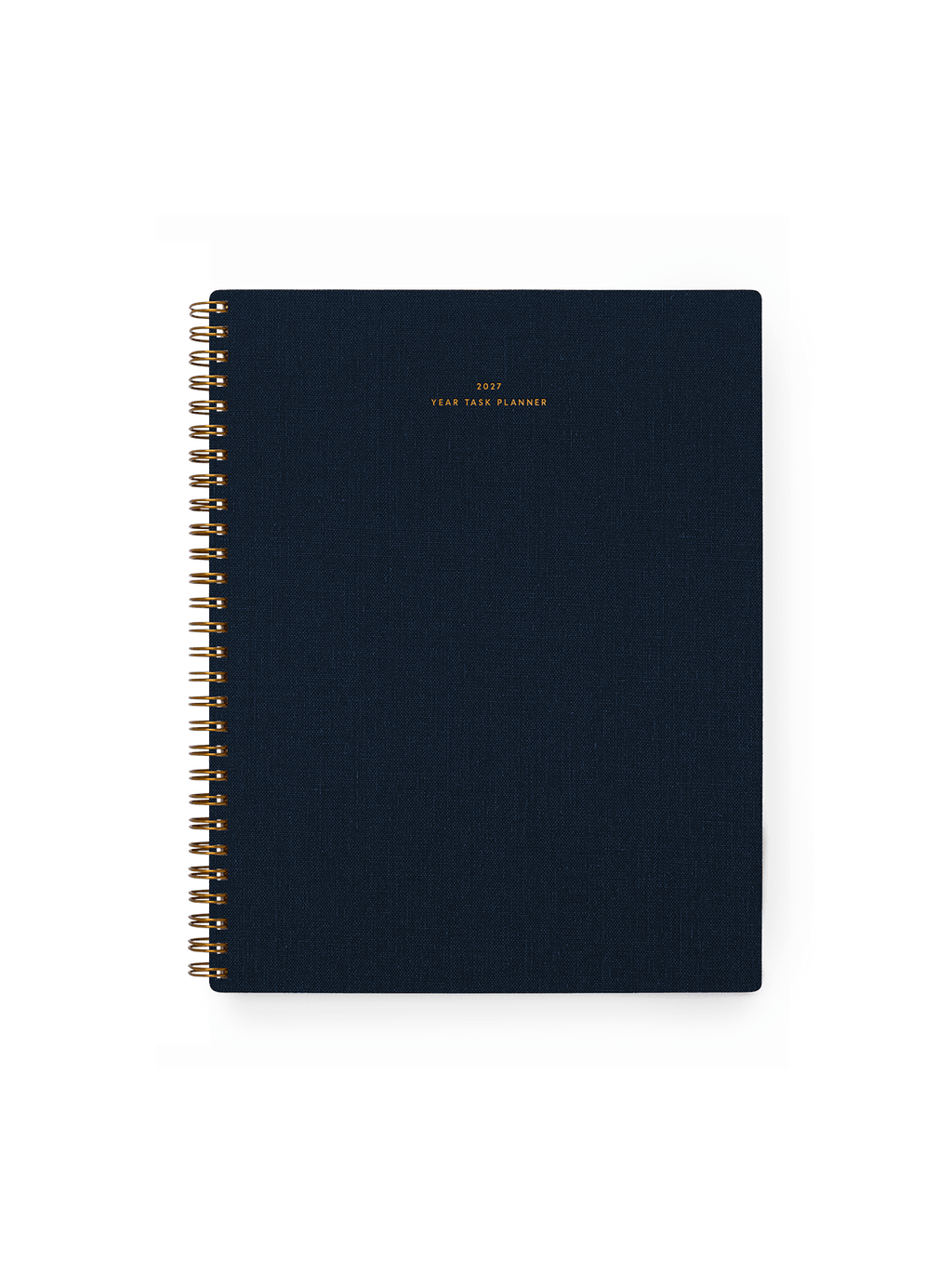 2027 Year Task Planner in Oxford Blue bookcloth with brass wire-o binding front view || Oxford Blue
