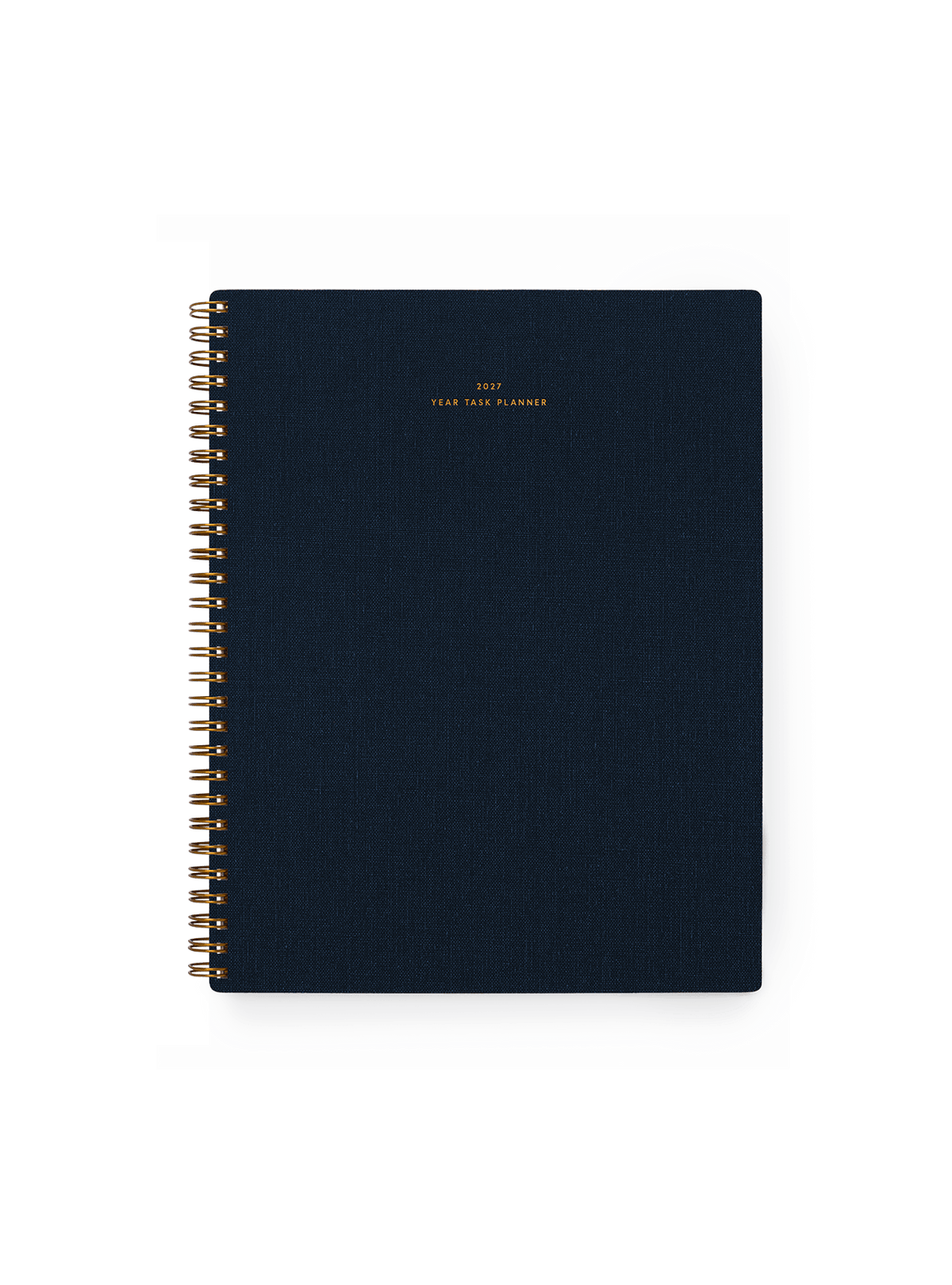 2027 Year Task Planner in Oxford Blue bookcloth with brass wire-o binding front view || Oxford Blue