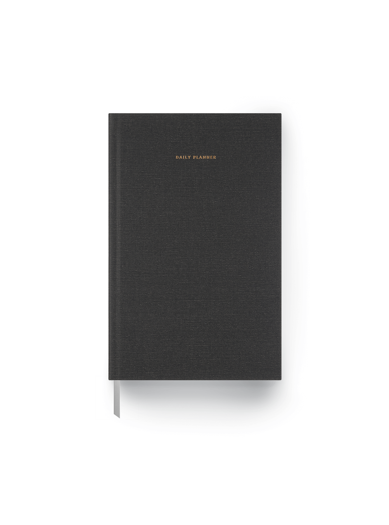 The Appointed 23-24 Daily Planner in Charcoal Gray with casebound hardcover and gold foil details || Charcoal Gray