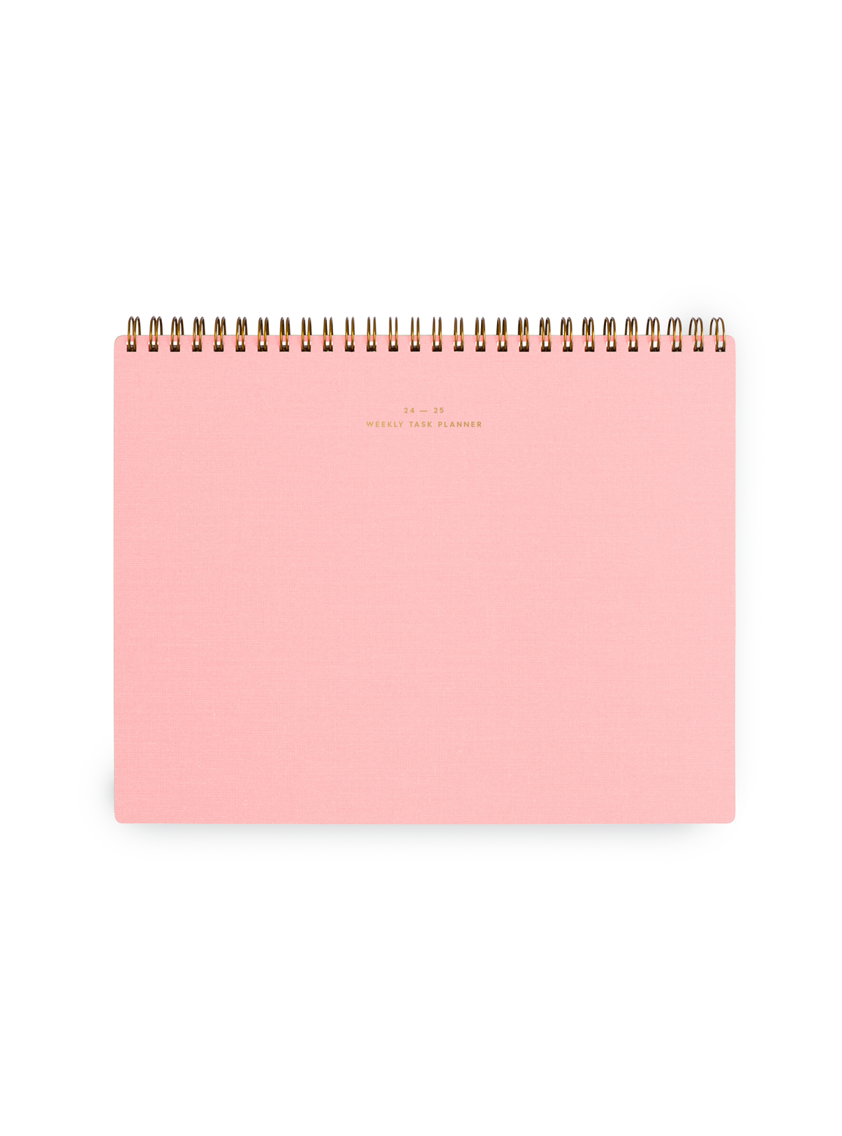 Appointed top-bound 24-25 Weekly Task Planner with brass wire-o binding and gold foil details || Blossom Pink