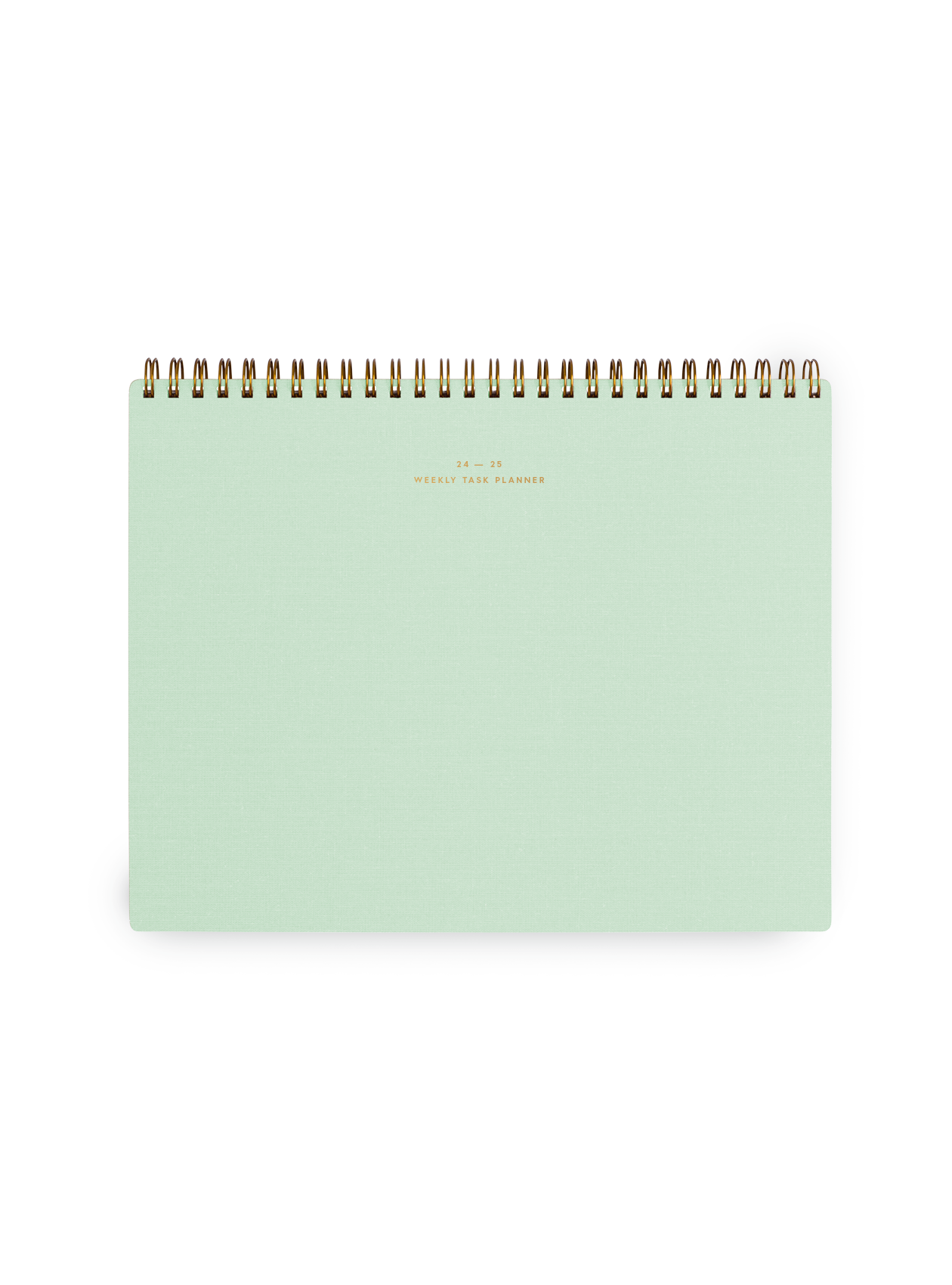 Appointed top-bound 24-25 Weekly Task Planner with brass wire-o binding and gold foil details || Mineral Green