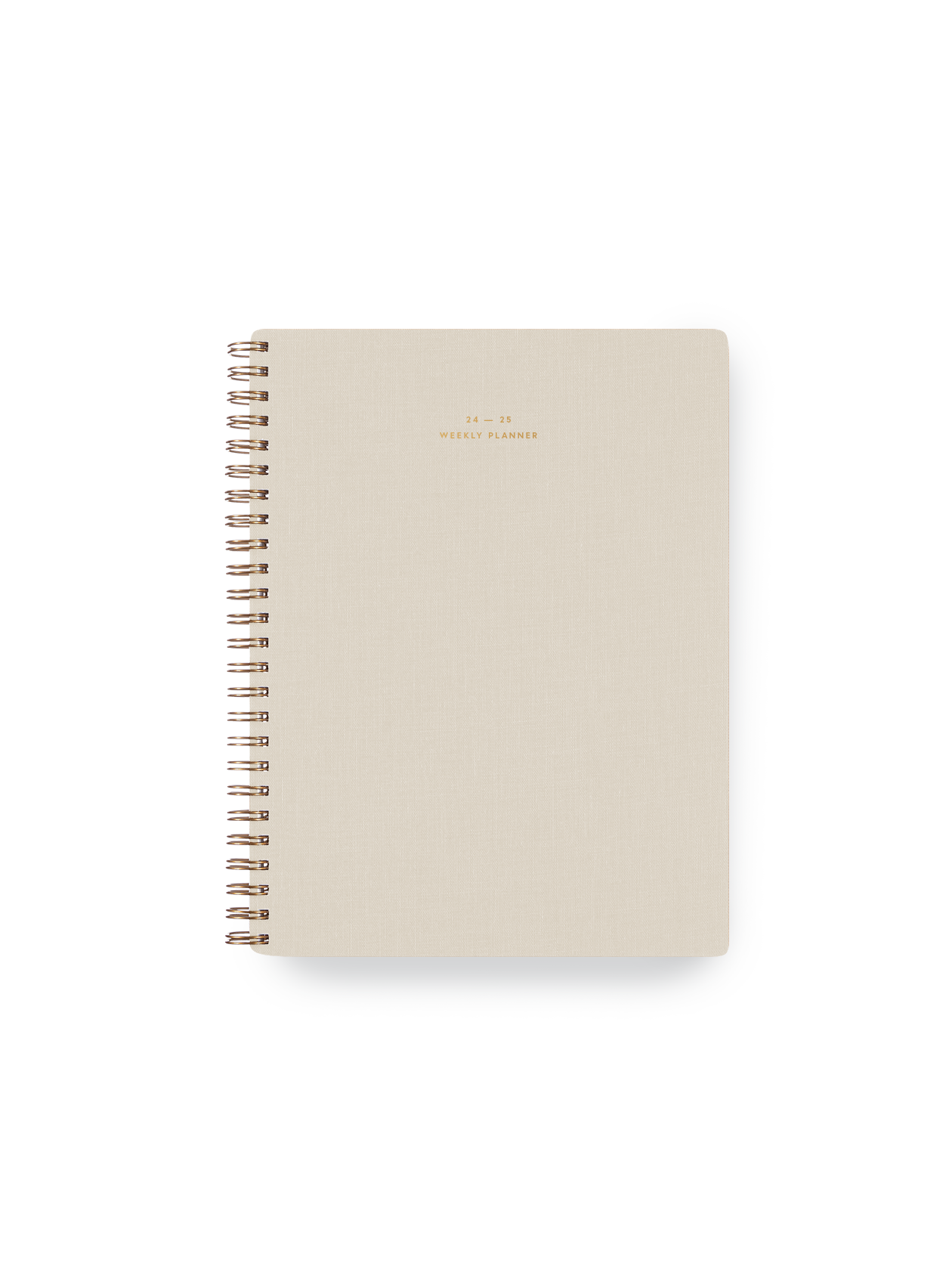Appointed Weekly Grid Planner with brass wire-o binding, foil stamped details, and durable water-resistant bookcloth || Natural Linen