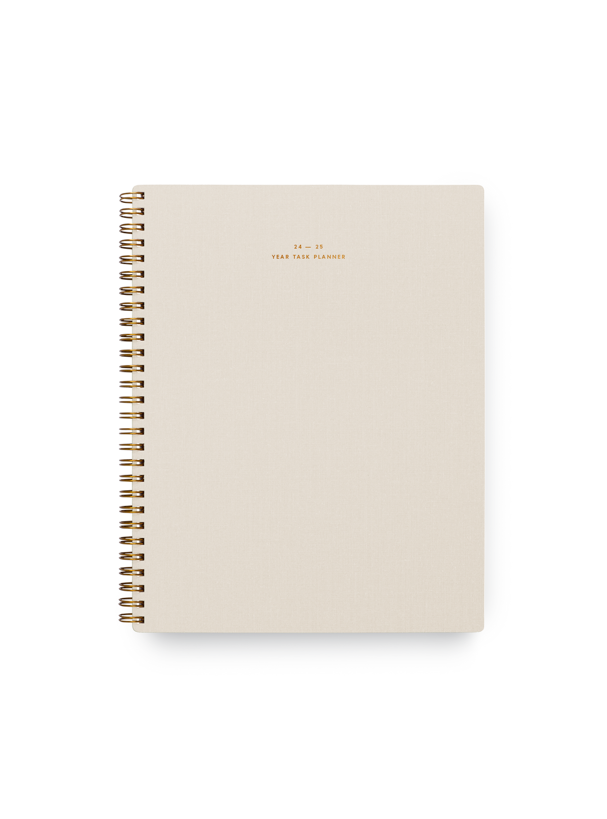 Appointed Year Task Planner with brass wire-o binding, foil stamped details, and durable water-resistant bookcloth || Natural Linen