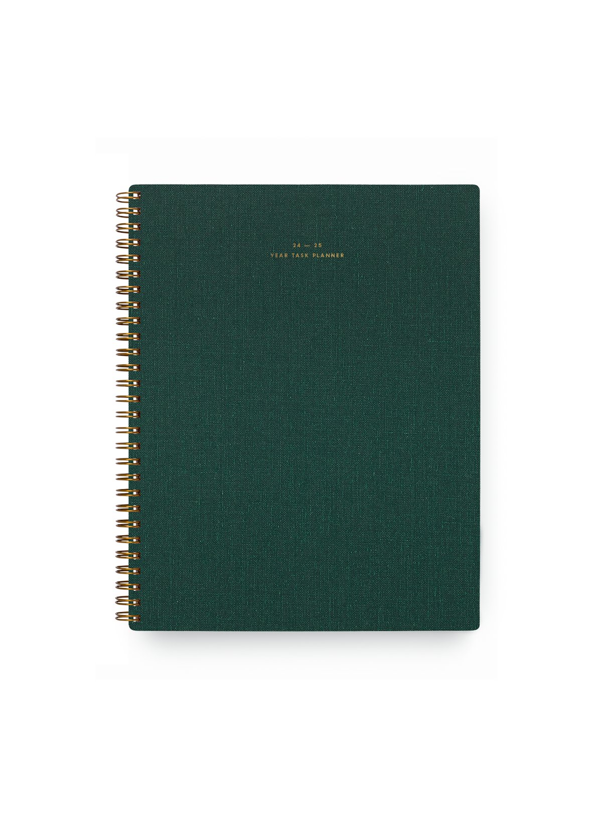 Appointed Year Task Planner with brass wire-o binding, foil stamped details, and durable water-resistant bookcloth || Hunter Green