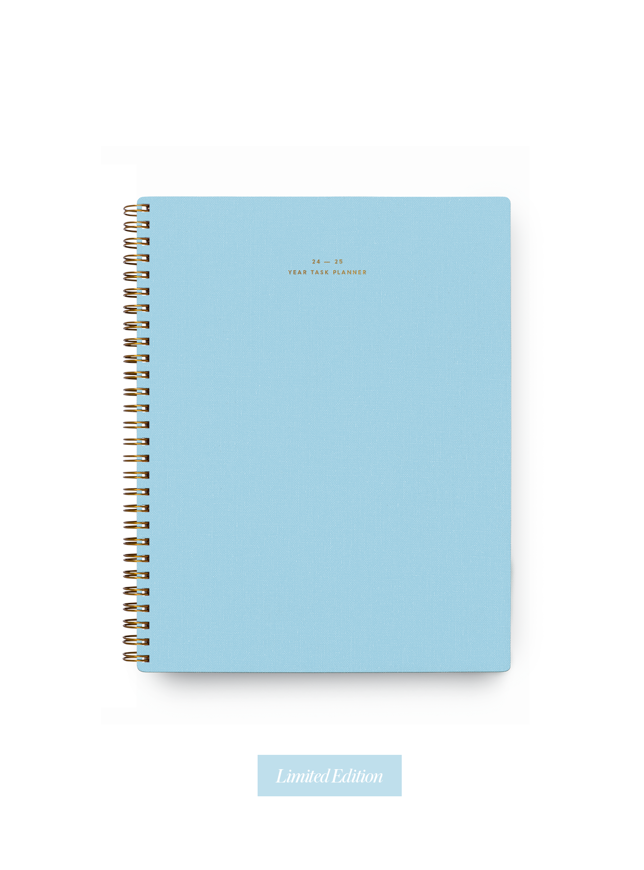 Appointed Year Task Planner with brass wire-o binding, foil stamped details, and durable water-resistant bookcloth || Sky Blue