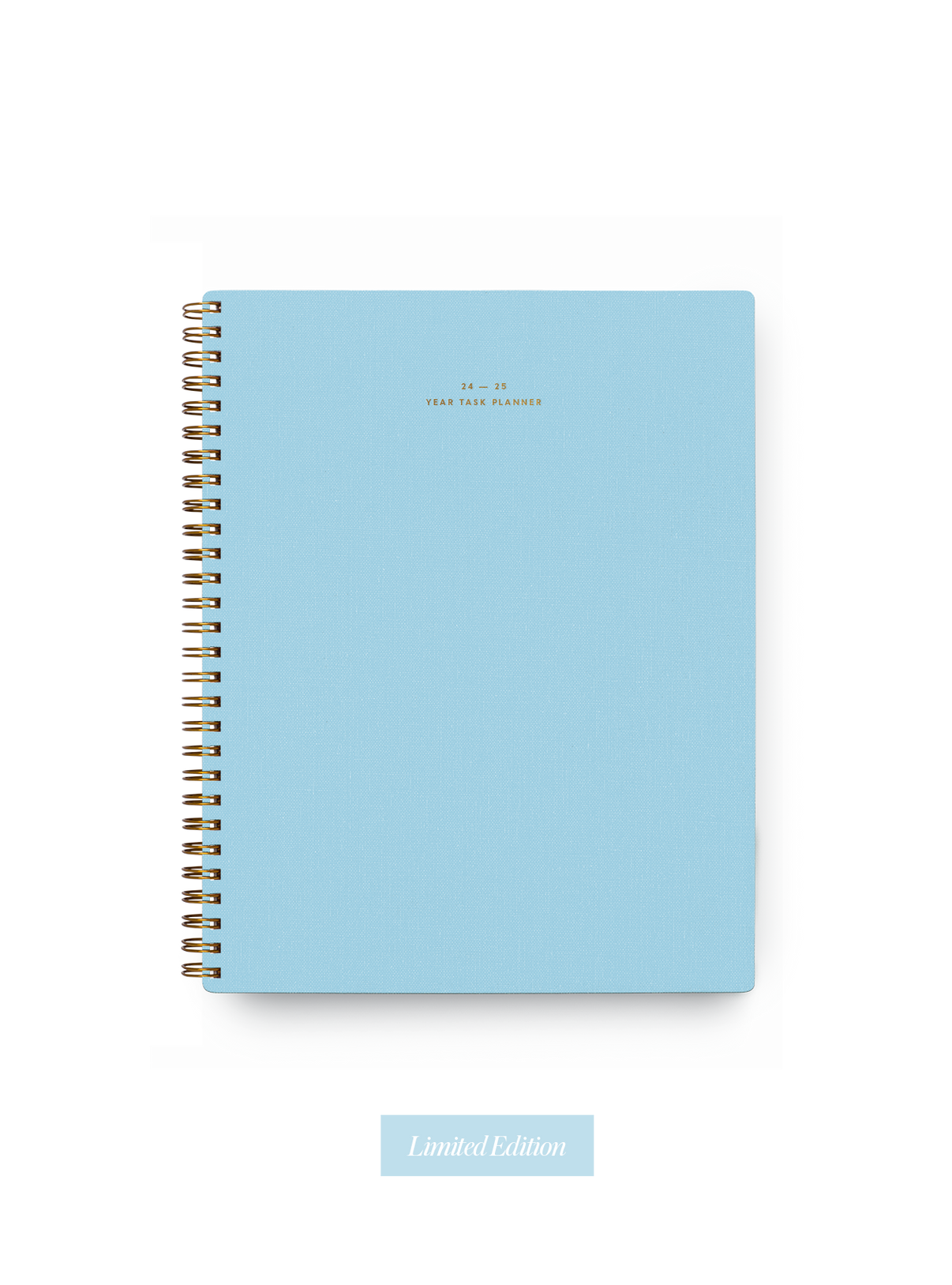 Appointed Year Task Planner with brass wire-o binding, foil stamped details, and durable water-resistant bookcloth || Sky Blue
