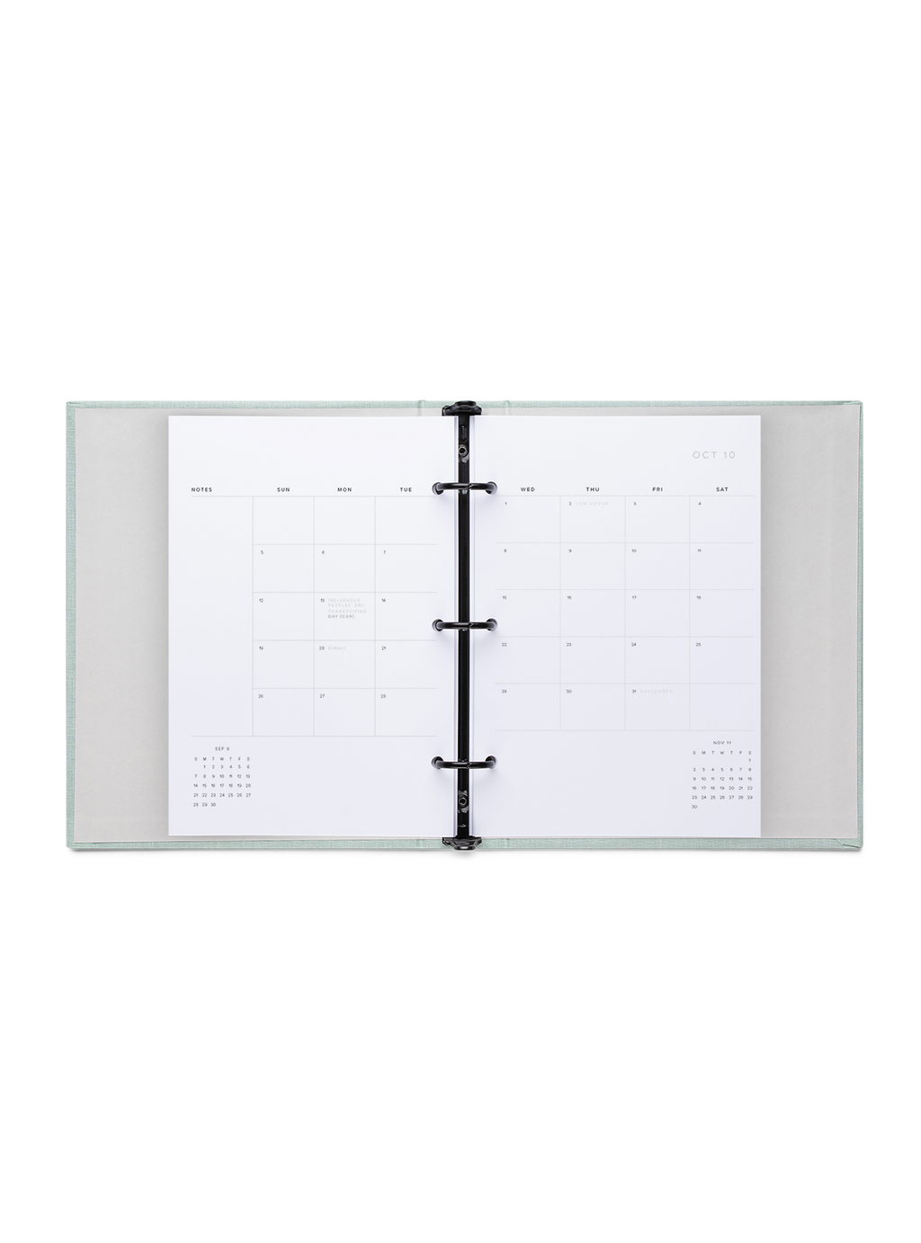 Compact Binder Planner interior Monthly overview laid out