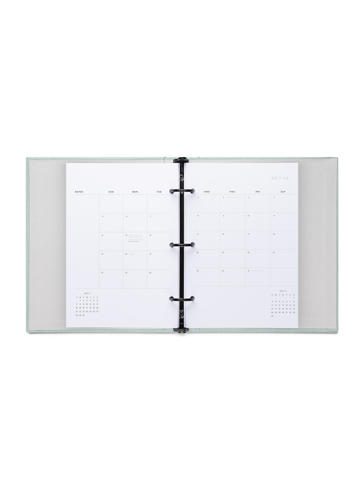 Compact Binder Planner interior Monthly overview laid out