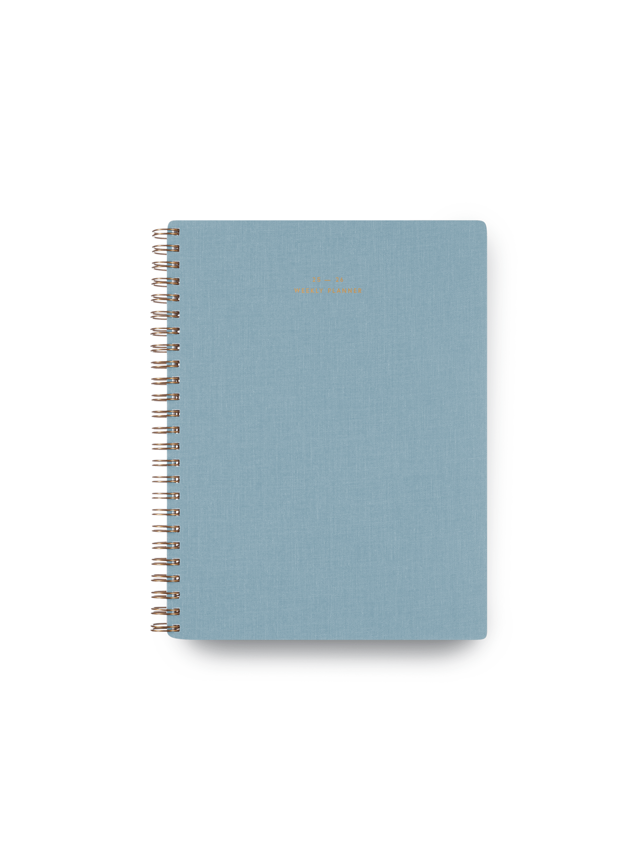 25-26 Weekly Grid Planner in Chambray Blue bookcloth with brass wire-o binding front view || Chambray Blue