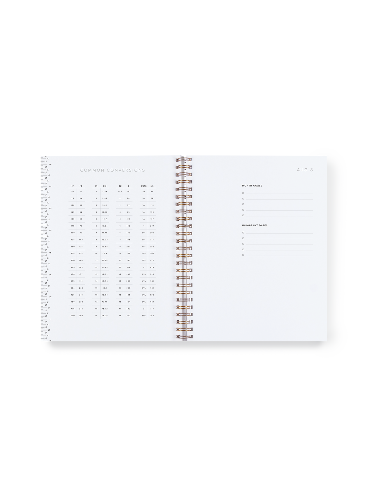 Weekly Grid Planner interior conversions and goals spread