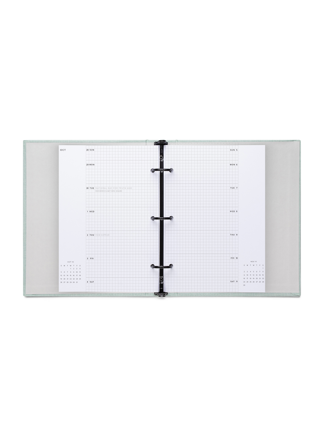 Compact Binder Planner interior Weekly overview grid interior