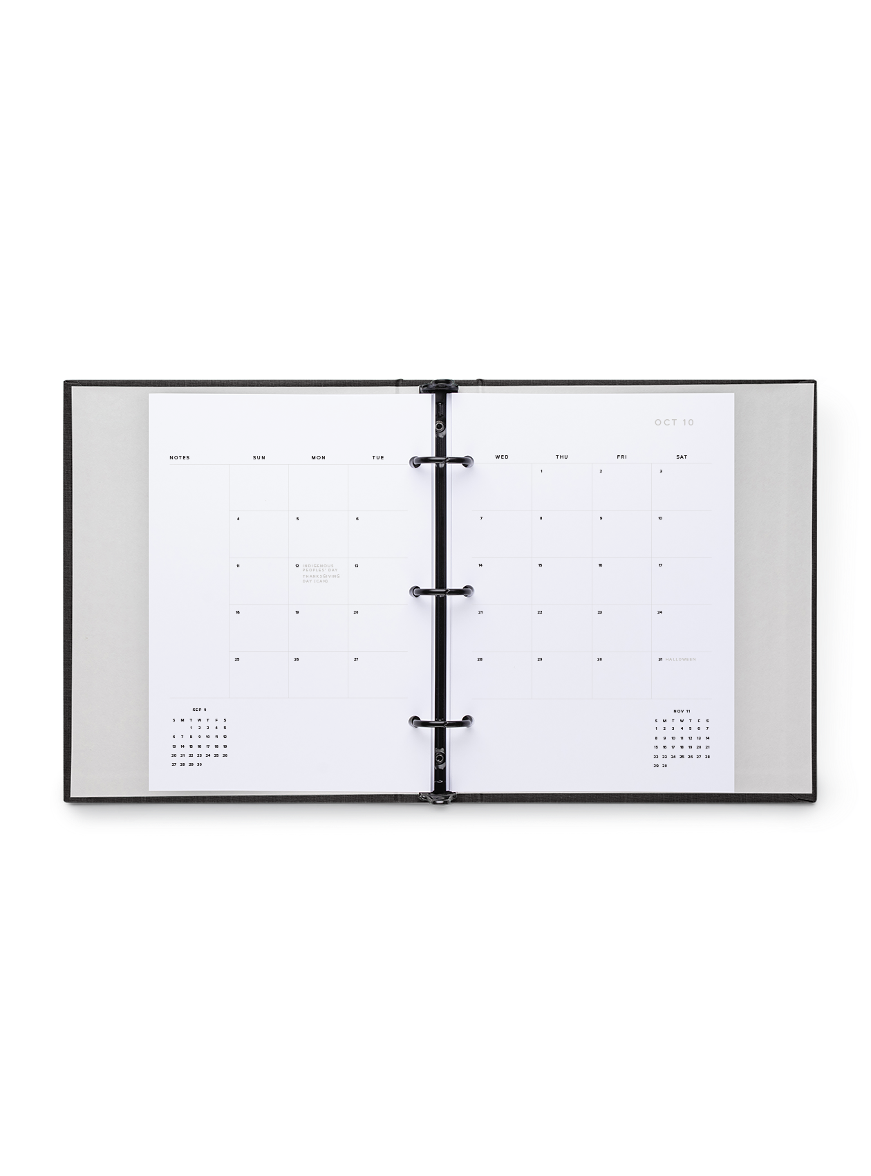 26-27 Compact Binder Planner interior month overview