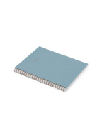 26-27 Weekly Grid Planner in Chambray Blue bookcloth with brass wire-o binding angled view || Chambray Blue