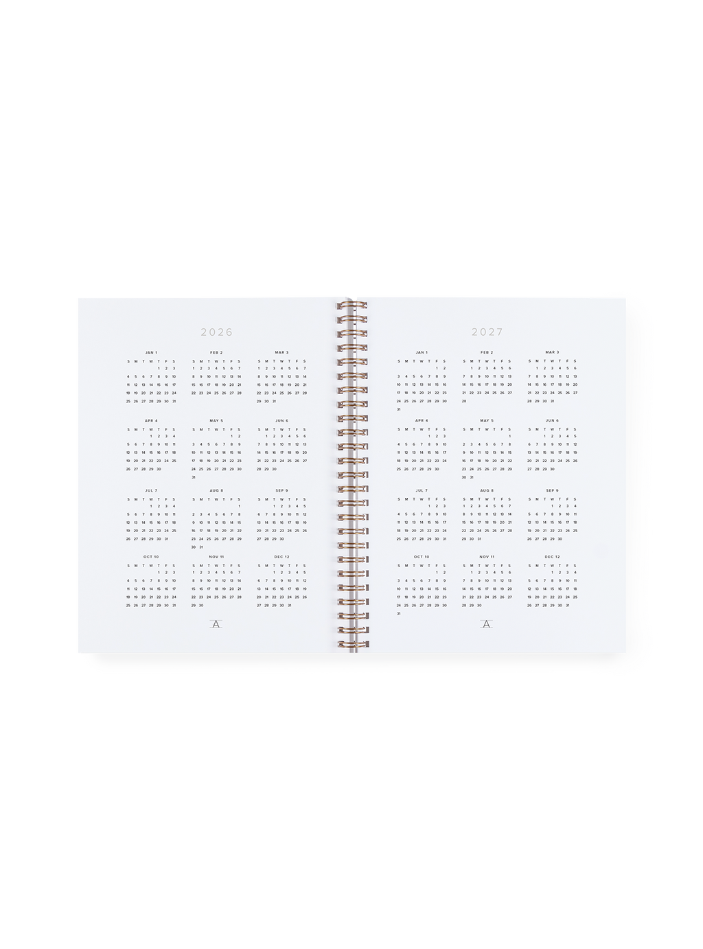 Weekly Grid Planner interior year spread