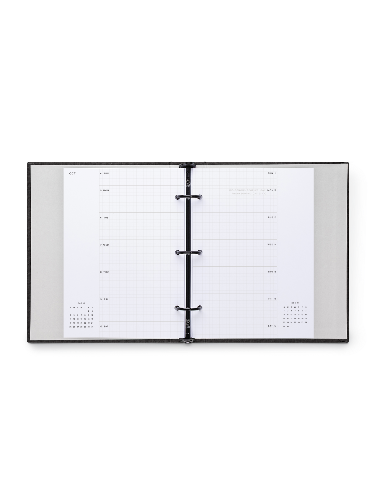 Compact Binder Planner interior two-week overview grid interior