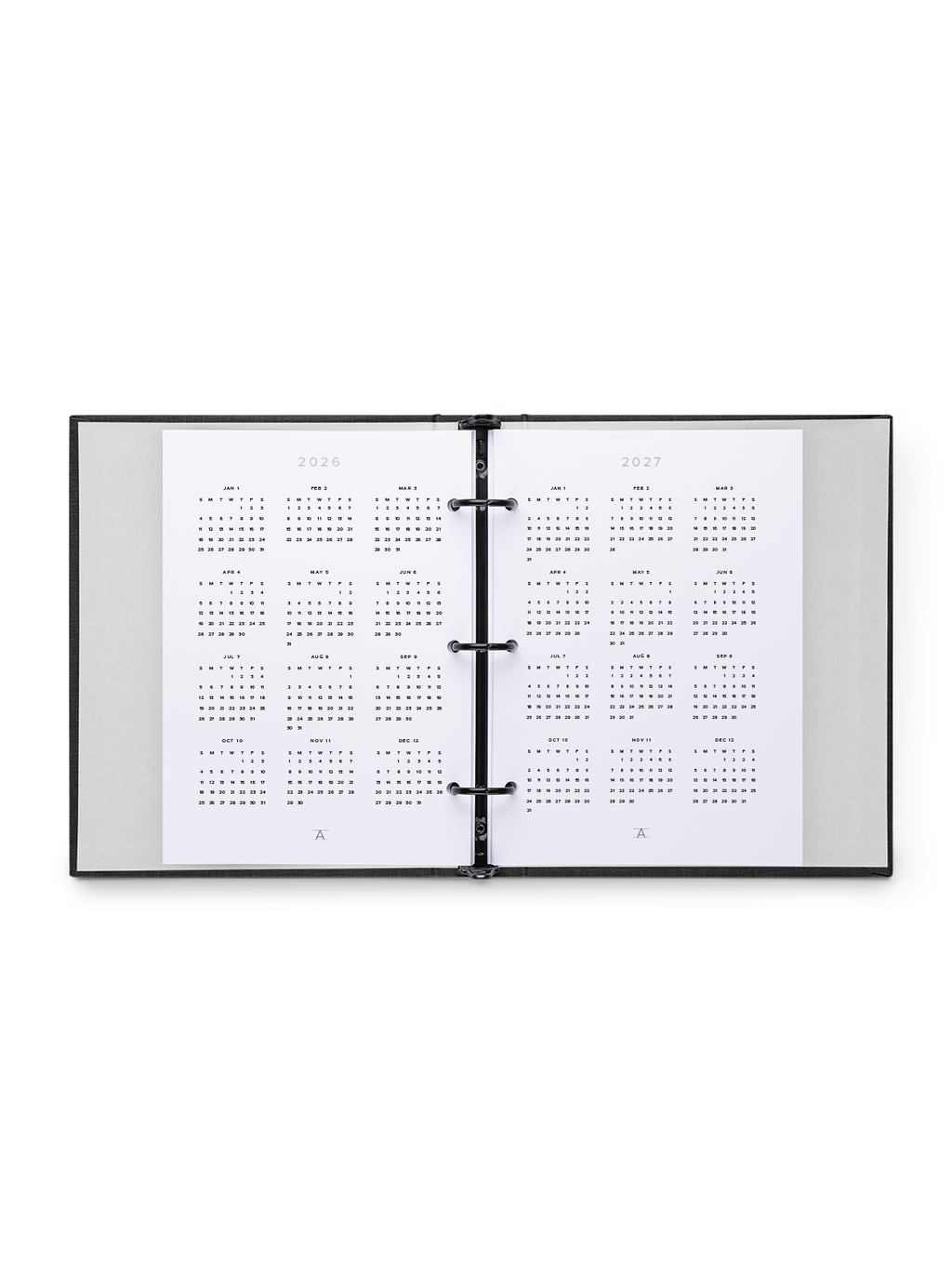 26-27 Compact Binder Planner year interior overview