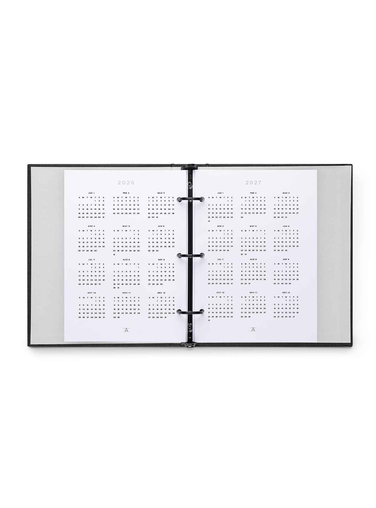 26-27 Compact Binder Planner year interior overview