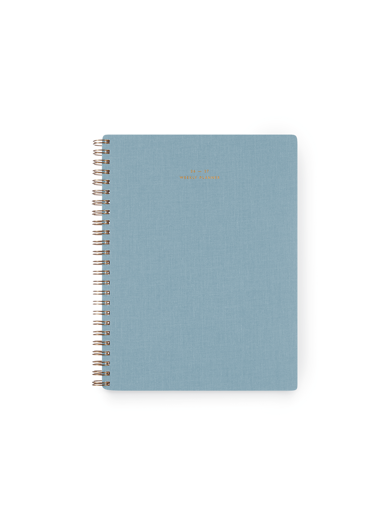 26-27 Weekly Grid Planner in Chambray Blue bookcloth with brass wire-o binding front view || Chambray Blue