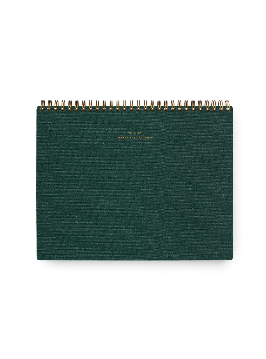Appointed 26-27 top-bound Weekly Task Planner with brass wire-o binding and gold foil details || Hunter Green