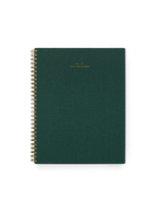26-27 Year Task Planner in Hunter Green bookcloth with brass wire-o binding front view || Hunter Green