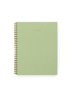 26-27 Year Task Planner in limited-edition Matcha bookcloth with brass wire-o binding front view || Matcha