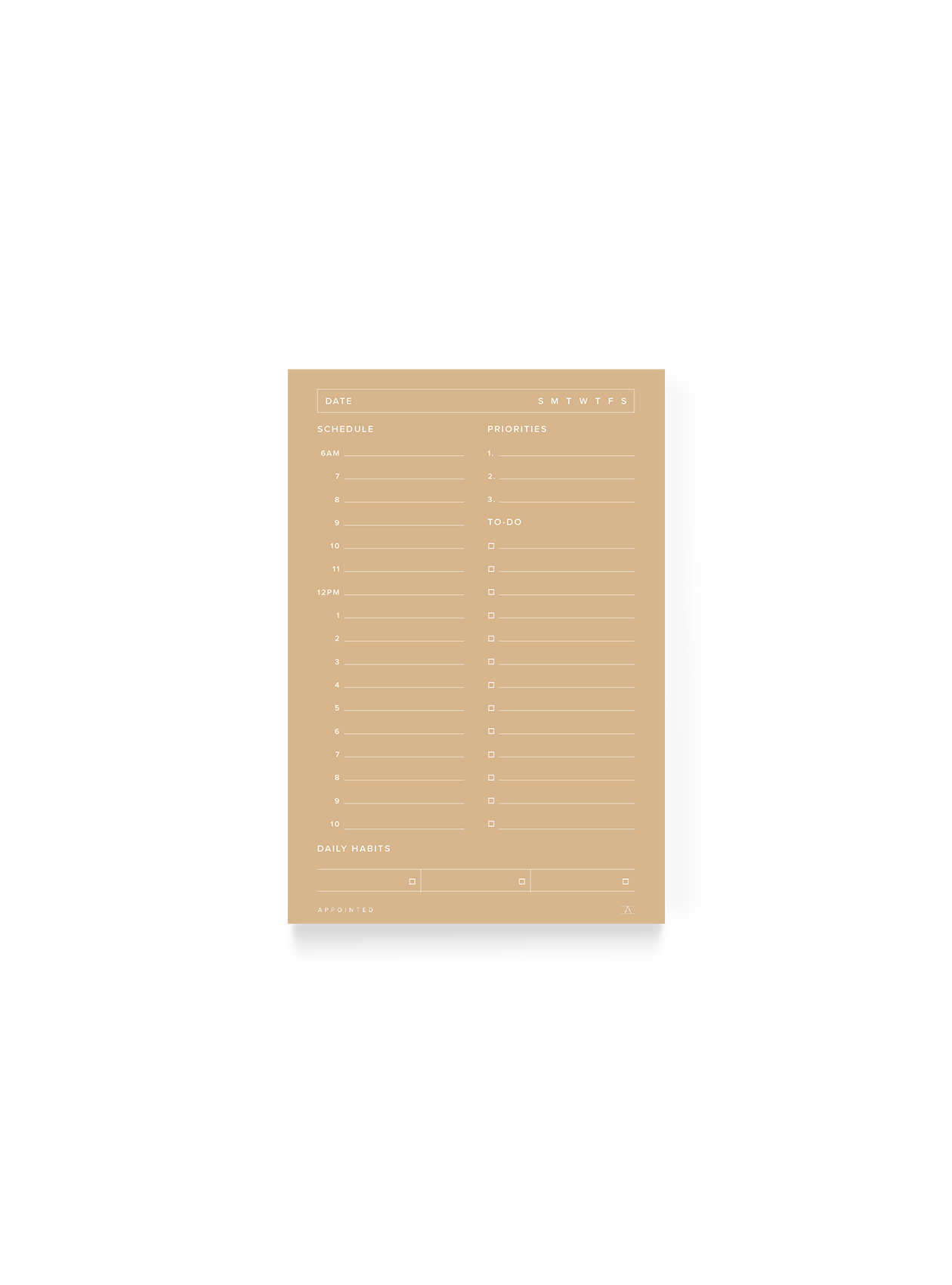 Daily Task Pad in Beige || Beige
