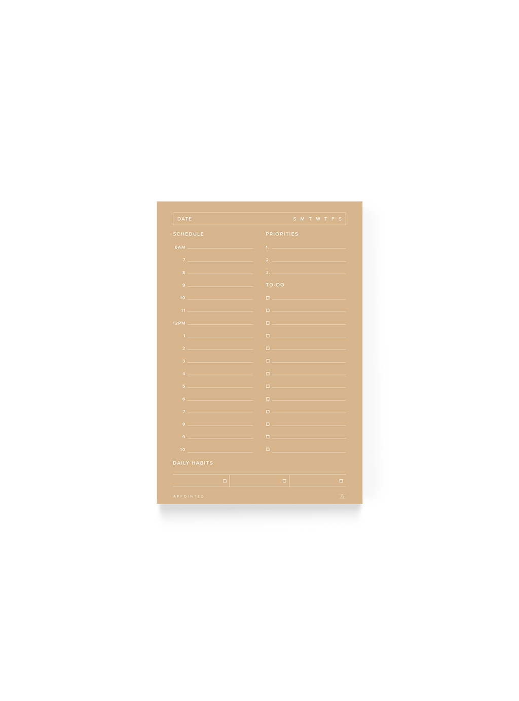 Daily Task Pad in Beige || Beige