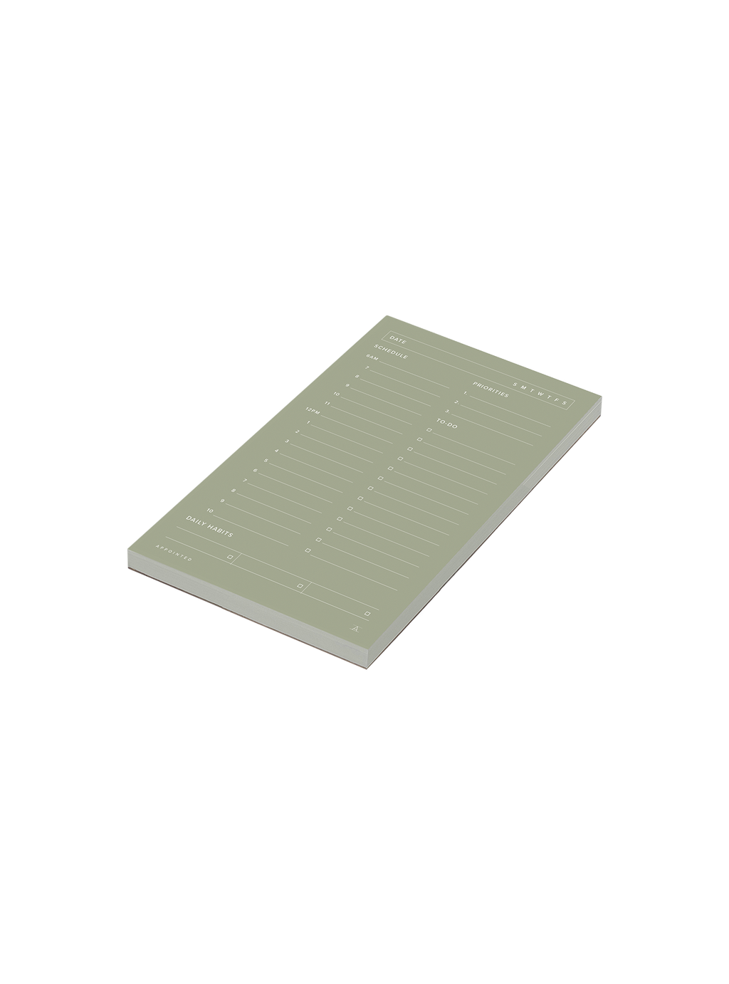 Daily Task Pad angled in Sage Green || Sage Green