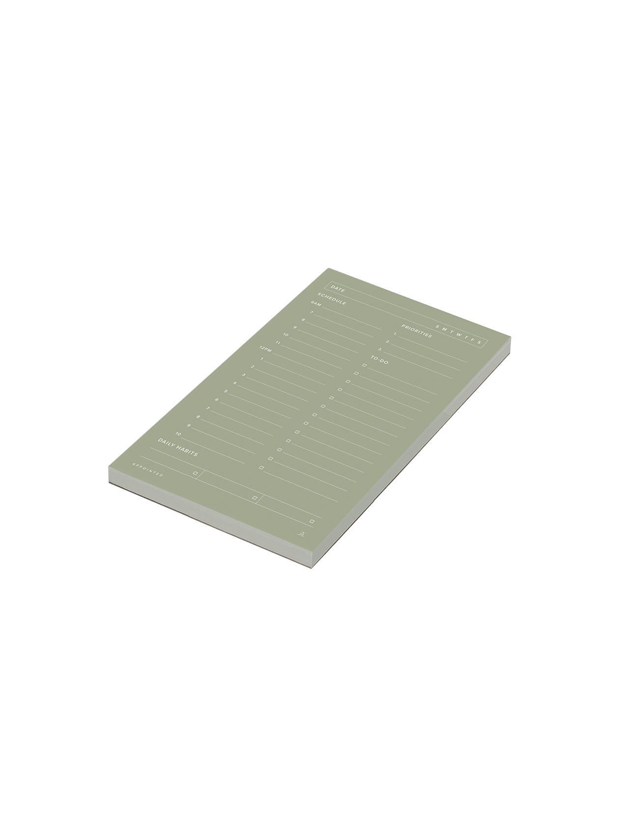 Daily Task Pad angled in Sage Green || Sage Green