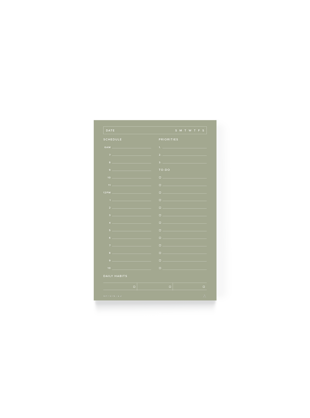 Daily Task Pad in Sage Green || Sage Green