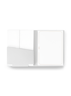 Correspondence set opened with note cards and cards showing