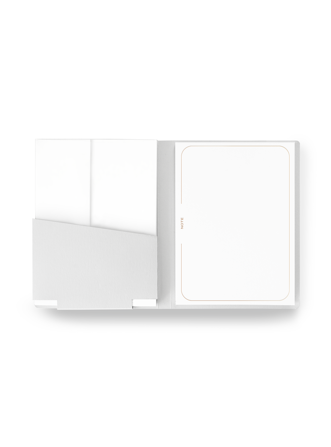 Correspondence set opened with note cards and cards showing