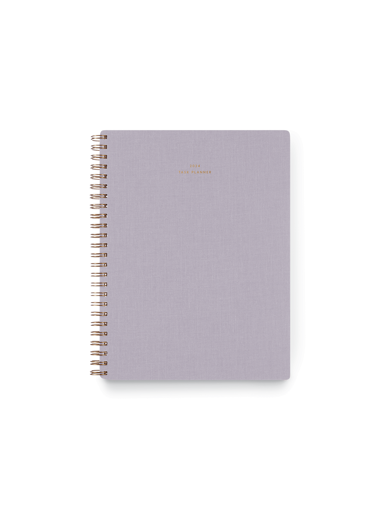 2024 Compact Task Planner in Lavender Gray bookcloth with brass wire-o binding front view || Lavender Gray