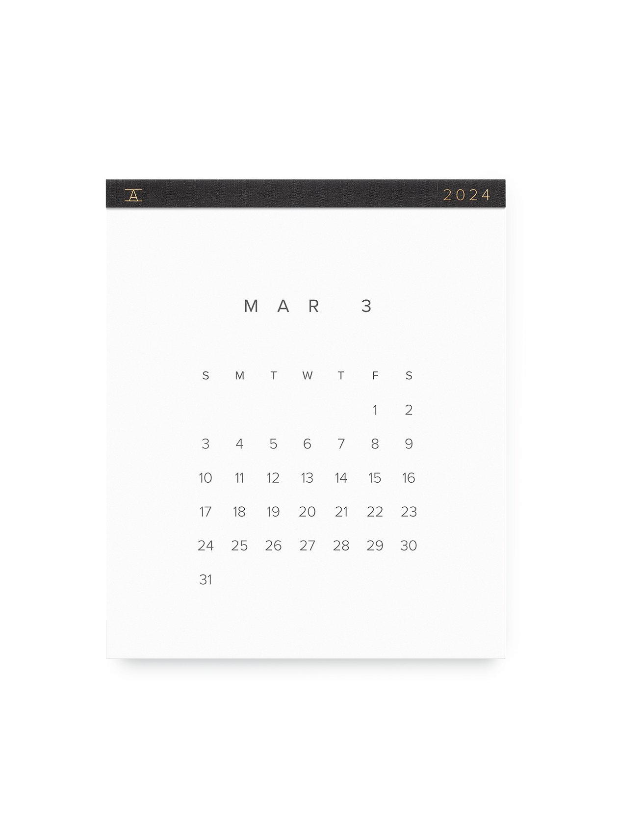 2024 Wall Calendar in Charcoal Gray front || Charcoal Gray