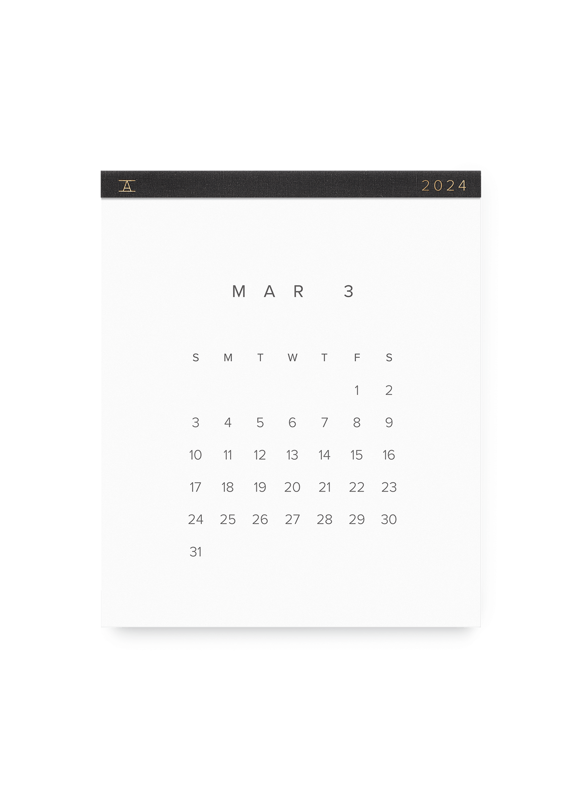 2024 Wall Calendar in Charcoal Gray front || Charcoal Gray