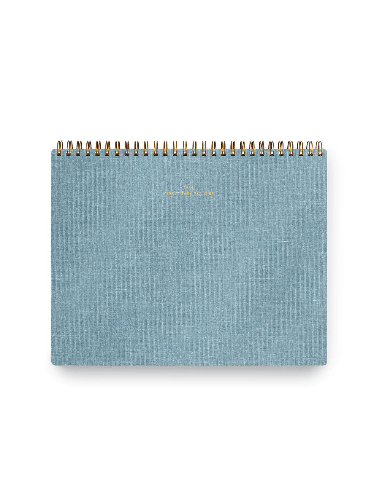Appointed 2024 top-bound Weekly Task Planner with brass wire-o binding and gold foil details || Chambray Blue