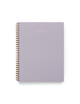 The Appointed 2024 Year Task Planner in Lavender Gray with brass wire-o binding, foil details, and textured bookcloth covers || Lavender Gray