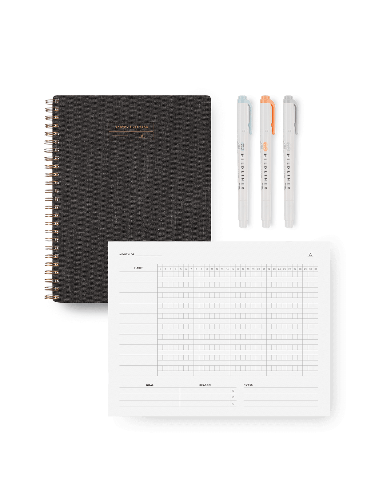 Activity & Habit Tracking Set in Charcoal Gray || Charcoal Gray