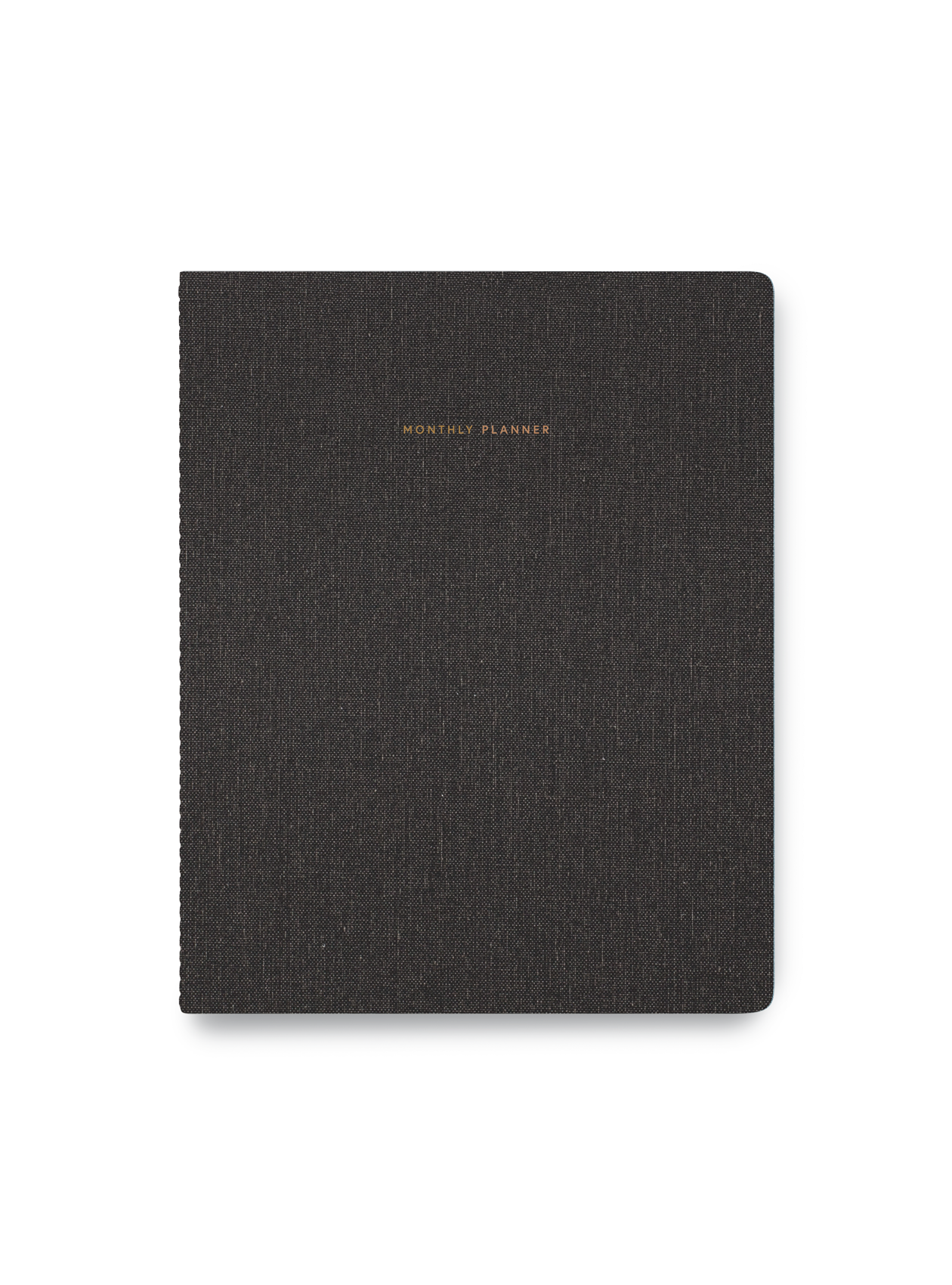 Charcoal Gray Monthly Planner closed front view || Charcoal Gray