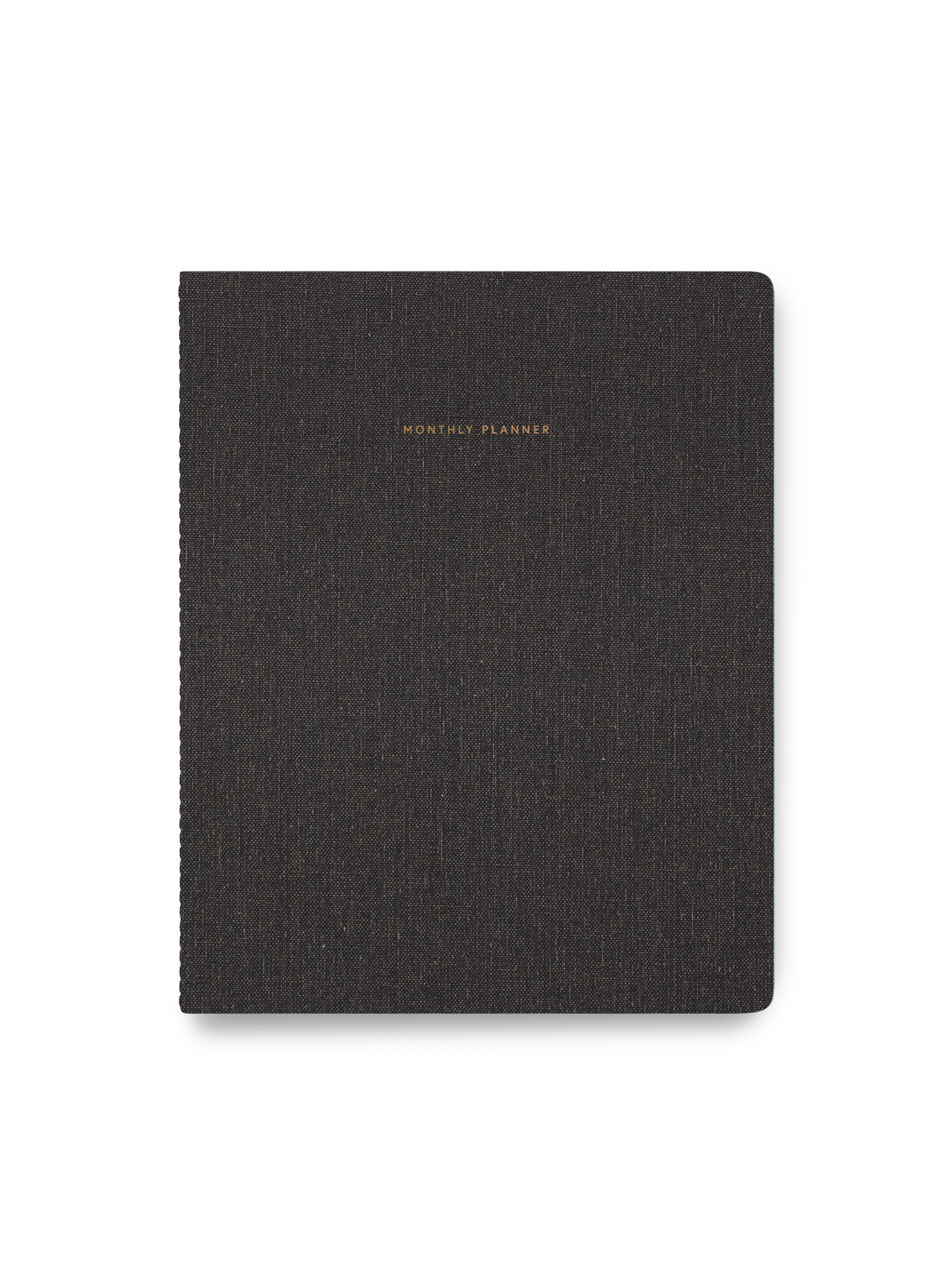 Charcoal Gray Monthly Planner closed front view || Charcoal Gray
