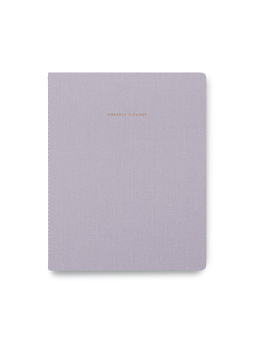Lavender Gray Monthly Planner closed front view || Lavender Gray