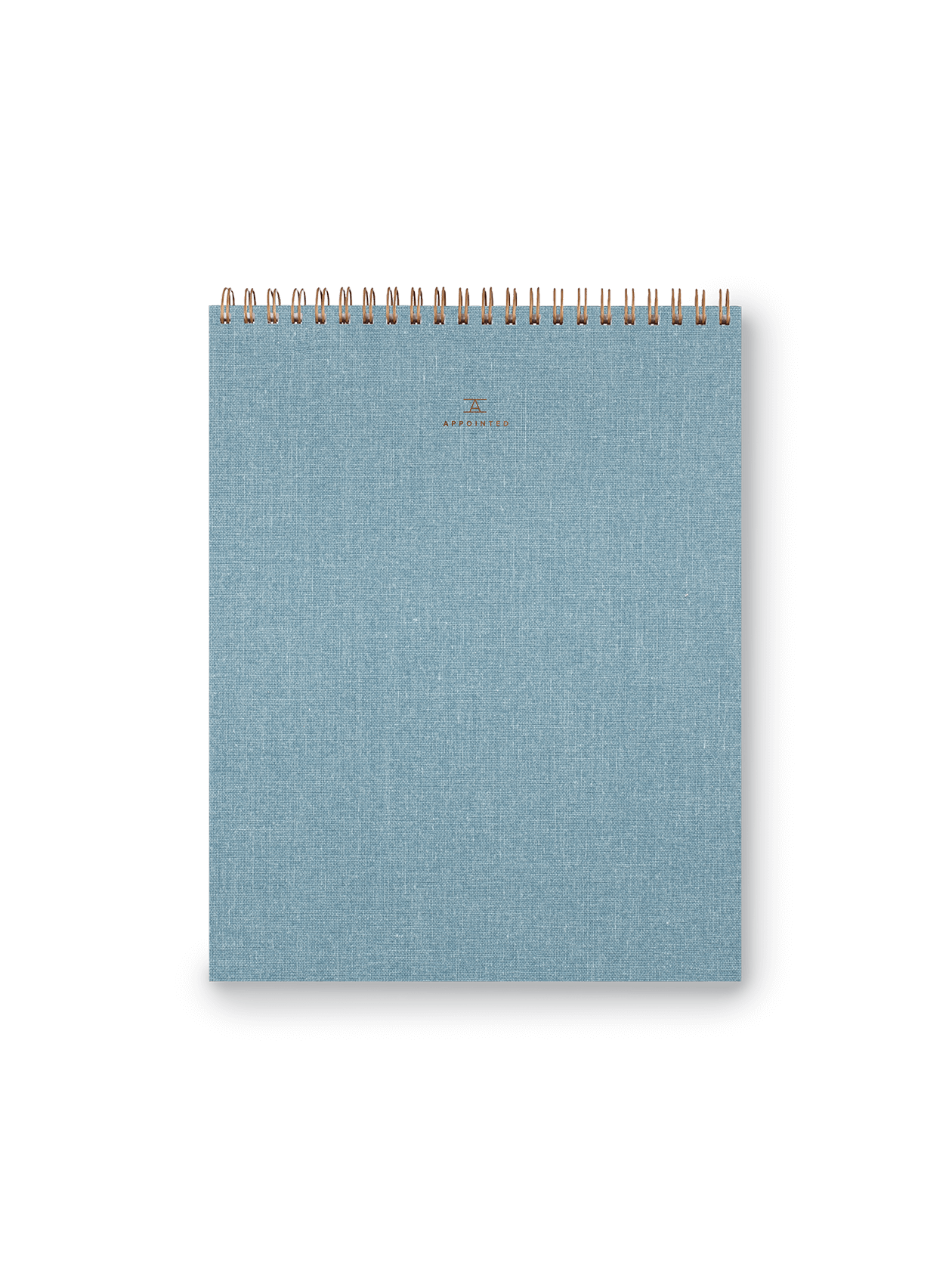 Note Taker & Keeper front cover with brass wire-o binding and gold foil stamped details || Chambray Blue