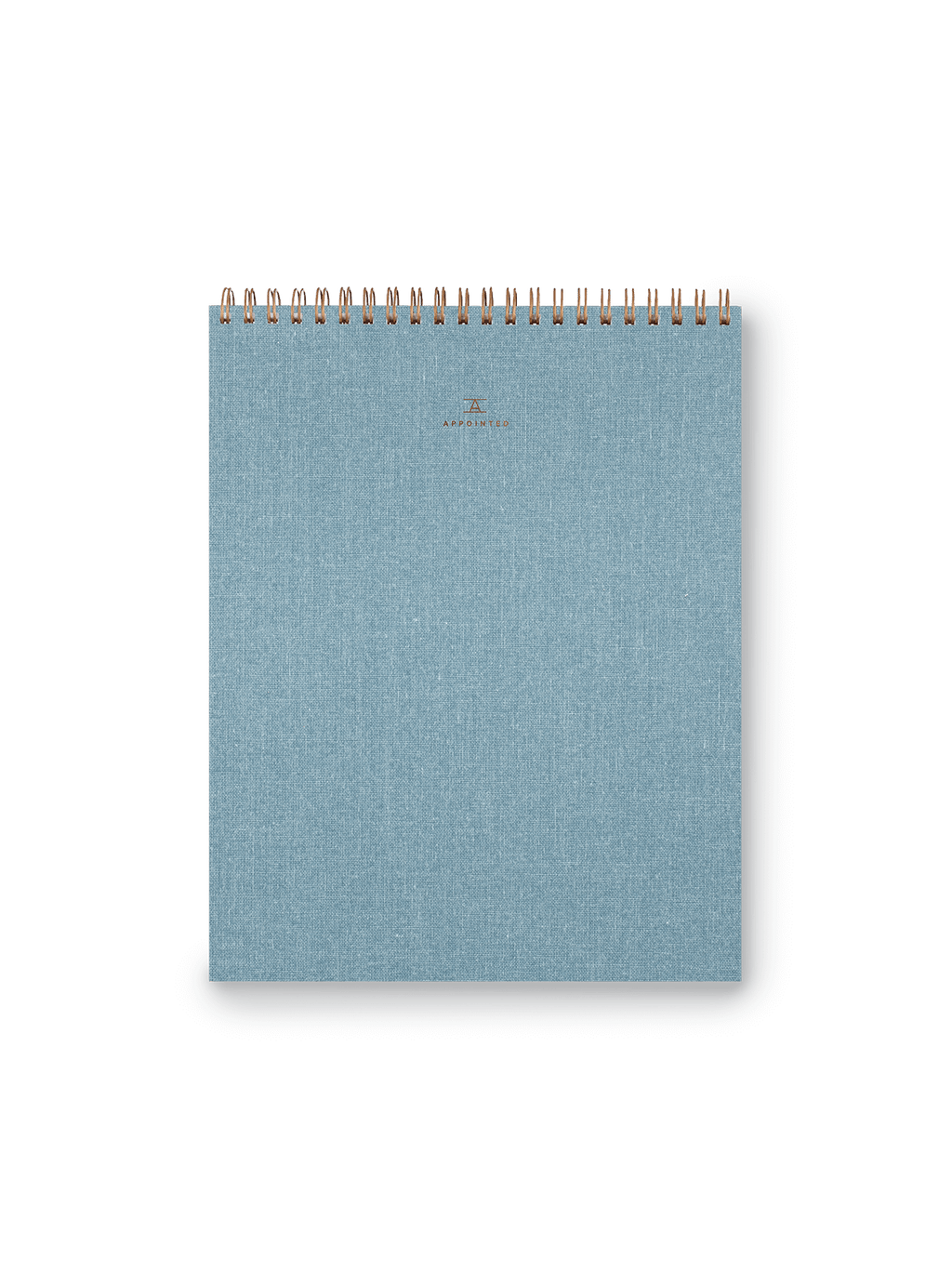 Note Taker & Keeper front cover with brass wire-o binding and gold foil stamped details || Chambray Blue