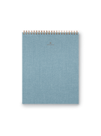 Note Taker & Keeper front cover with brass wire-o binding and gold foil stamped details || Chambray Blue