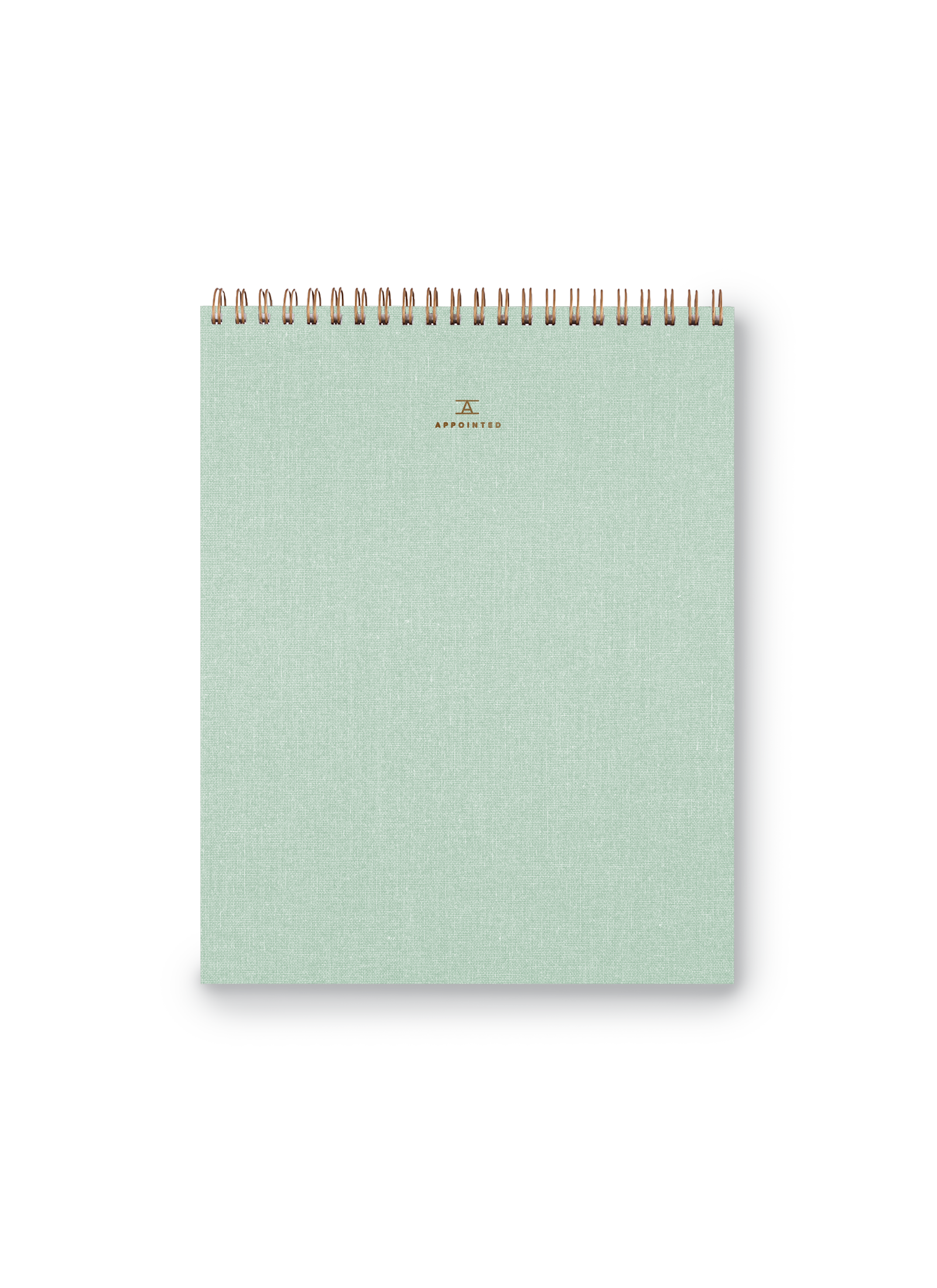 Note Taker & Keeper front cover with brass wire-o binding and gold foil stamped details || Mineral Green