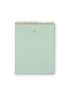Note Taker & Keeper front cover with brass wire-o binding and gold foil stamped details || Mineral Green