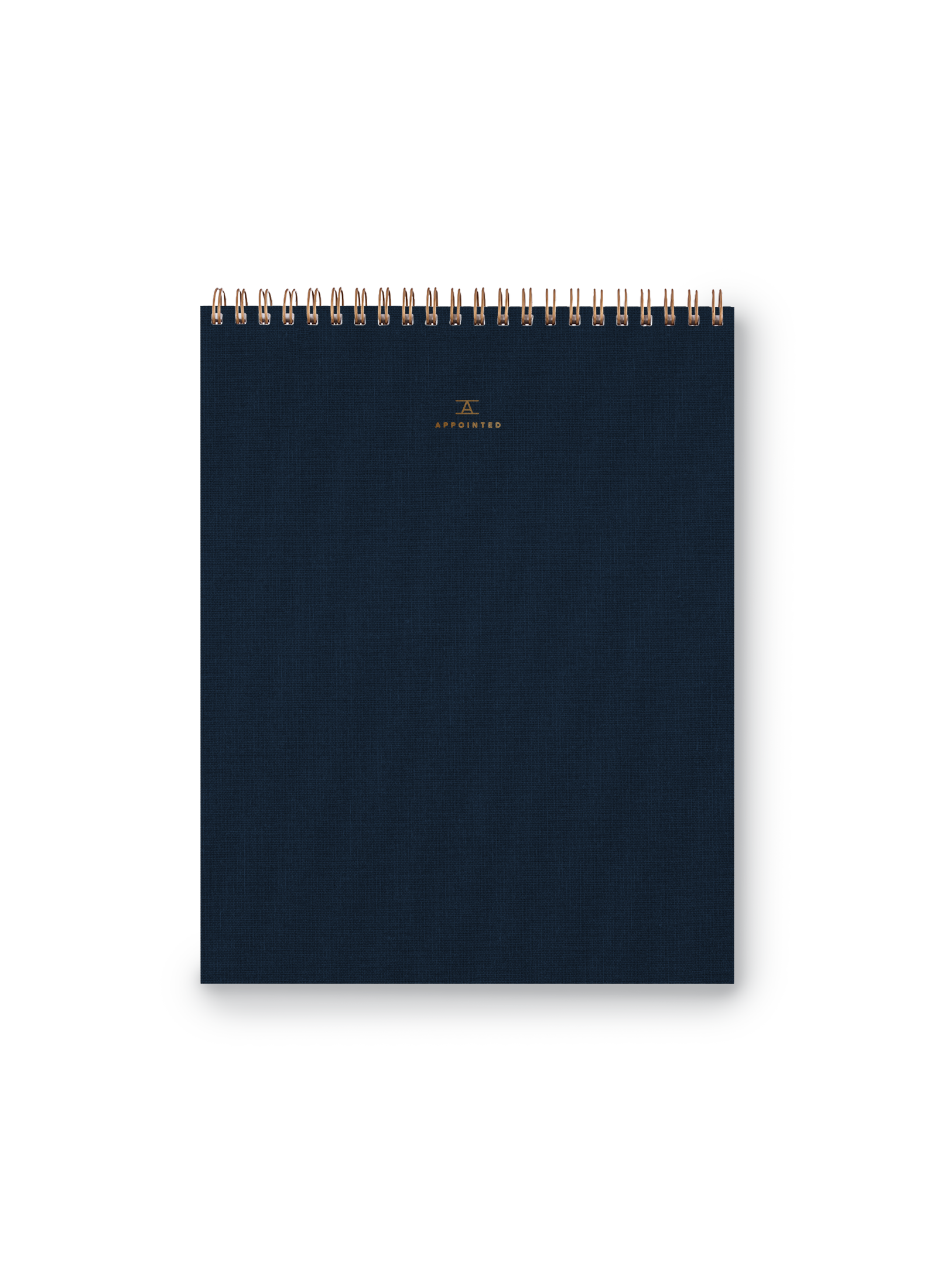 Note Taker & Keeper front cover with brass wire-o binding and gold foil stamped details || Oxford Blue